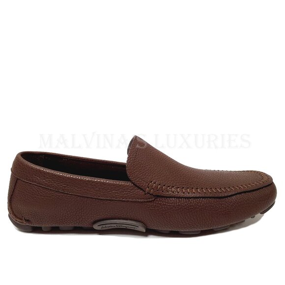 SALVATORE FERRAGAMO SHOES SAUL GANCINI LOGO LOAFERS BROWN SUEDE sz 7 EEE main image 13